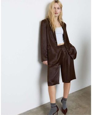 Stradivarius Satin Blazer - Brown