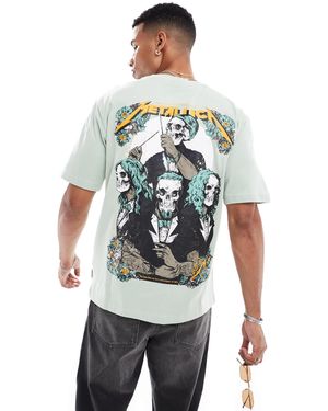 Only & Sons T-shirt oversize avec imprimé metallica au dos - sauge - Blanc