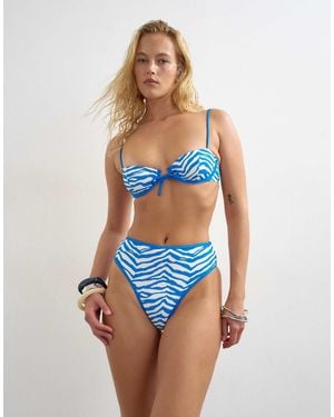 TOPSHOP Ibiza High Waisted Bikini Bottom - Blue