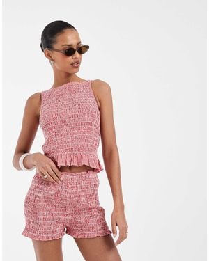 JJXX Seersucker Check Top - Red
