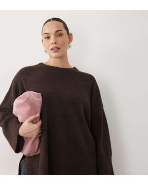 Pretty Lavish Curve Knitted Rib Detail Jumper Co-Ord - Brown