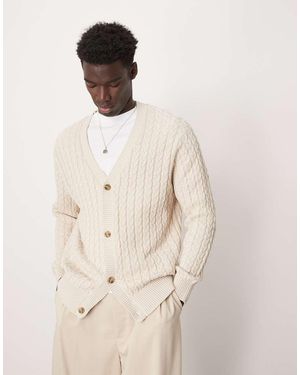 SELECTED Cable Knit Cardigan - White