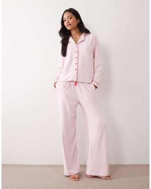 Threadbare Pyjamaset Met Knoopsluiting Van Superzachte Stof - Roze