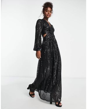 Style Cheat Cut-Out Sequin Maxi Dress - Black