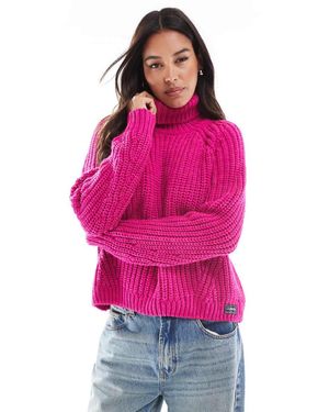 Superdry Slouchy Stitch Roll Neck Knit - Pink