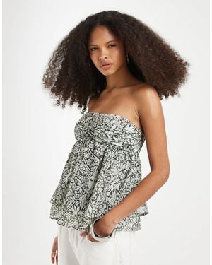Motel Belira Paisley Bloom Bandeau Top - Gray