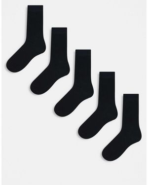 JJ Rebel – 5er-pack gerippte socken - Schwarz