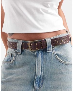 ASOS Cintura Per Vita E Fianchi Bordeaux Con Borchie - Bianco