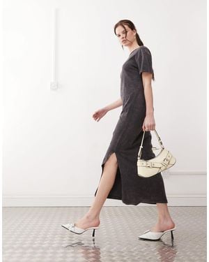 Noisy May Midaxi Split T-Shirt Dress - Natural
