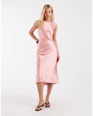 & Other Stories Bias Cut Satin Midi Dress - Pink