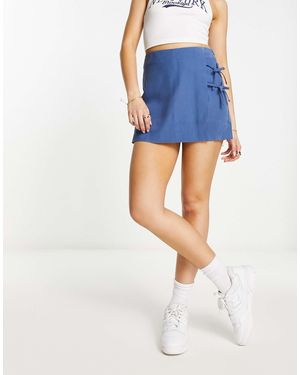 Stradivarius Rustic Wrap Skort - Blue