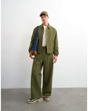 TOPMAN Baggy Fit Nylon Ripstop Trouser - Green