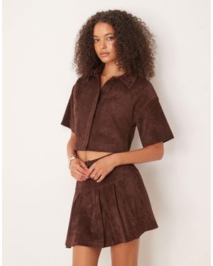 ASOS Co-ord Faux Suede Boxy Shirt - Brown