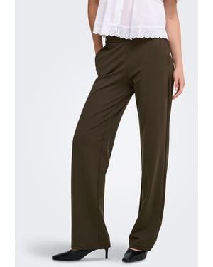 ONLY Poptrash Pantaloni Sartoriali Dritti A Vita Media Marroni - Marrone