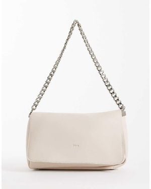 PASQ Flap Over Crossbody Chain Bag - Natural