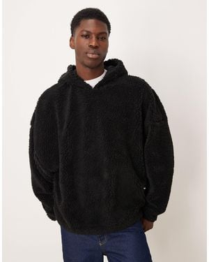 ASOS Extreme Oversized Borg Hoodie - Black