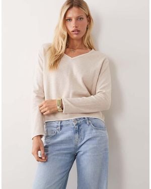 Mango Teen Trui Met V-Hals En Contrasterende Afwerking - Blauw
