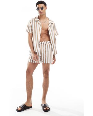 BOSS Boss – gestreifte badeshorts - Weiß