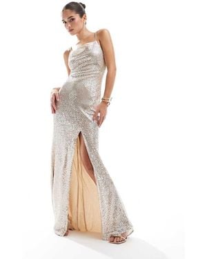 True Decadence Cowl-Neck Slip Maxi Dress - Natural