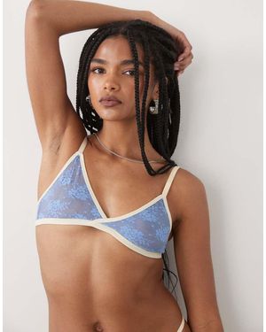 Motel Lakara Contrast Edge Lace Soft Bra - Blue