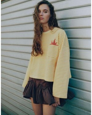 Pull&Bear Oversize sweatshirt mit streifenprint - Grau