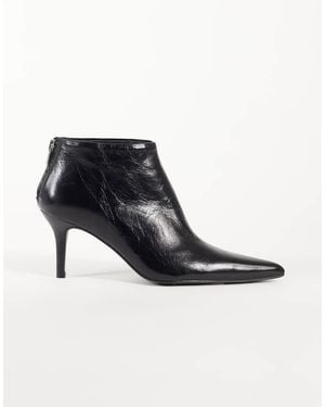 ASOS River Botines De Tacón Con Punta En Negro De Piel Premium