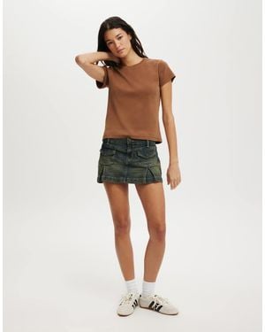 Cotton On Cotton On Micro Pleat Denim Skirt - Natural