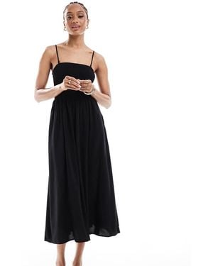 Vero Moda Easy Shirred Cami Ankle Dress - Black