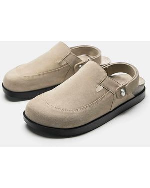 Pull&Bear – leder-clogs - Natur