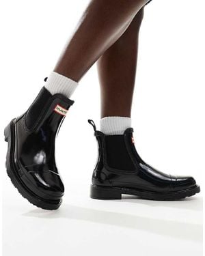 HUNTER Commando Gloss Wellies - Black