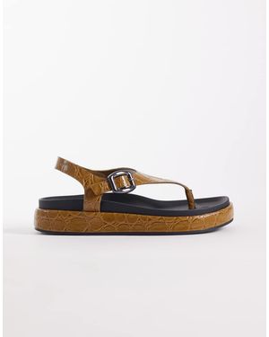 ASOS Sandalias De Dedo Verde Oliva Efecto Piel De Cocodrilo Fern De