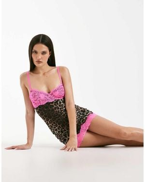 I.AM.GIA Calypso Mesh Contrast Lace Detailing Bodycon Mini Dress - Pink