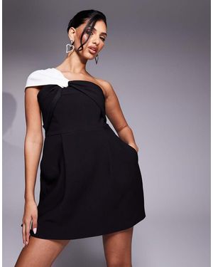 Lavish Alice Monochrome Twisted One Shoulder Mini Dress - Blue