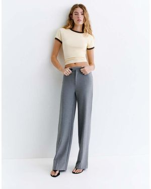 Pull&Bear High Waist Smart Trousers - Grey