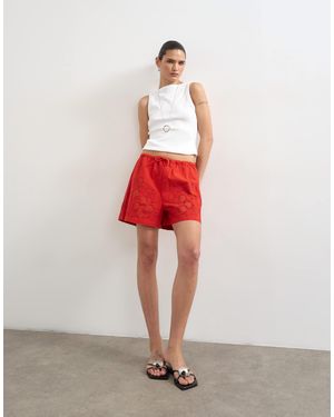 TOPSHOP Floral Applique Short - Red