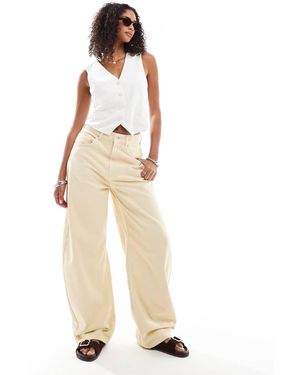 ASOS Jeans Met Wijde Ronde Pijpen En Hoge Taille - Naturel