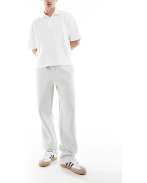 ASOS Straight Leg Scuba-style Fabric Trackies With Contrast Taping Detail - White