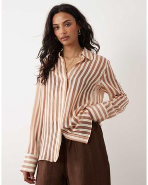 Mango Sheer Oversized Shirt - Brown