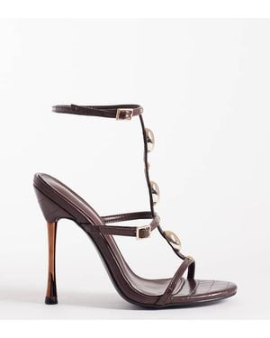 Public Desire High Heeled Sandals With Stone Embellishment - Brown