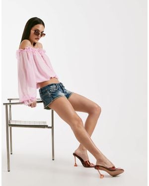 I.AM.GIA Aura Frayed Hem Denim Hot Pants - White