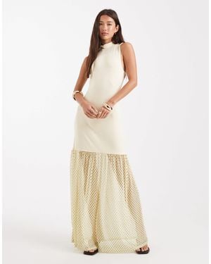 Miss Selfridge High Neck Hybrid Maxi Dress - Natural