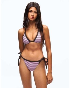 Bershka Contrast Triangle Bikini Top - Pink