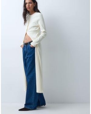 ASOS Ribbed Longline Button Through Cardigan - Blue