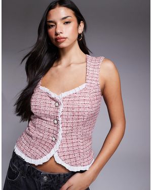 River Island Boucle Ruffle Neck Vest - Purple