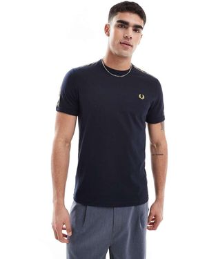 Fred Perry T-Shirt Con Bordi E Fettuccia A Contrasto - Blu