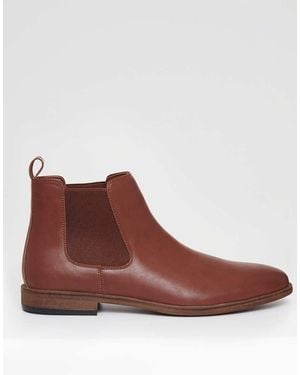 Threadbare Faux Leather Slip On Chelsea Boots - Brown