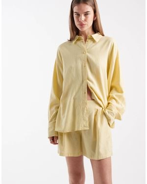 JJXX Co Ord Linen Blend Shorts - Yellow