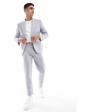 ASOS Linen-blend Slim Tapered Suit Trousers - White
