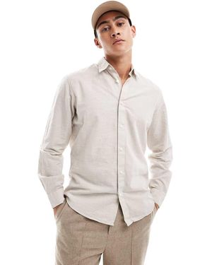 SELECTED Long Sleeve Linen Mix Shirt - Natural