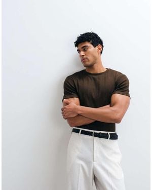 ASOS T-Shirt Slim A Coste - Bianco